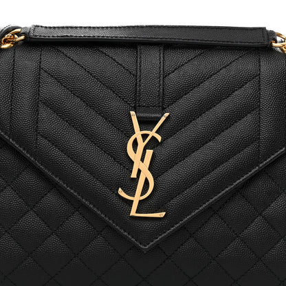 Saint Laurent Grain De Poudre Textured Mixed Matelasse Triquilt Medium Monogram Satchel Black 7 of 9