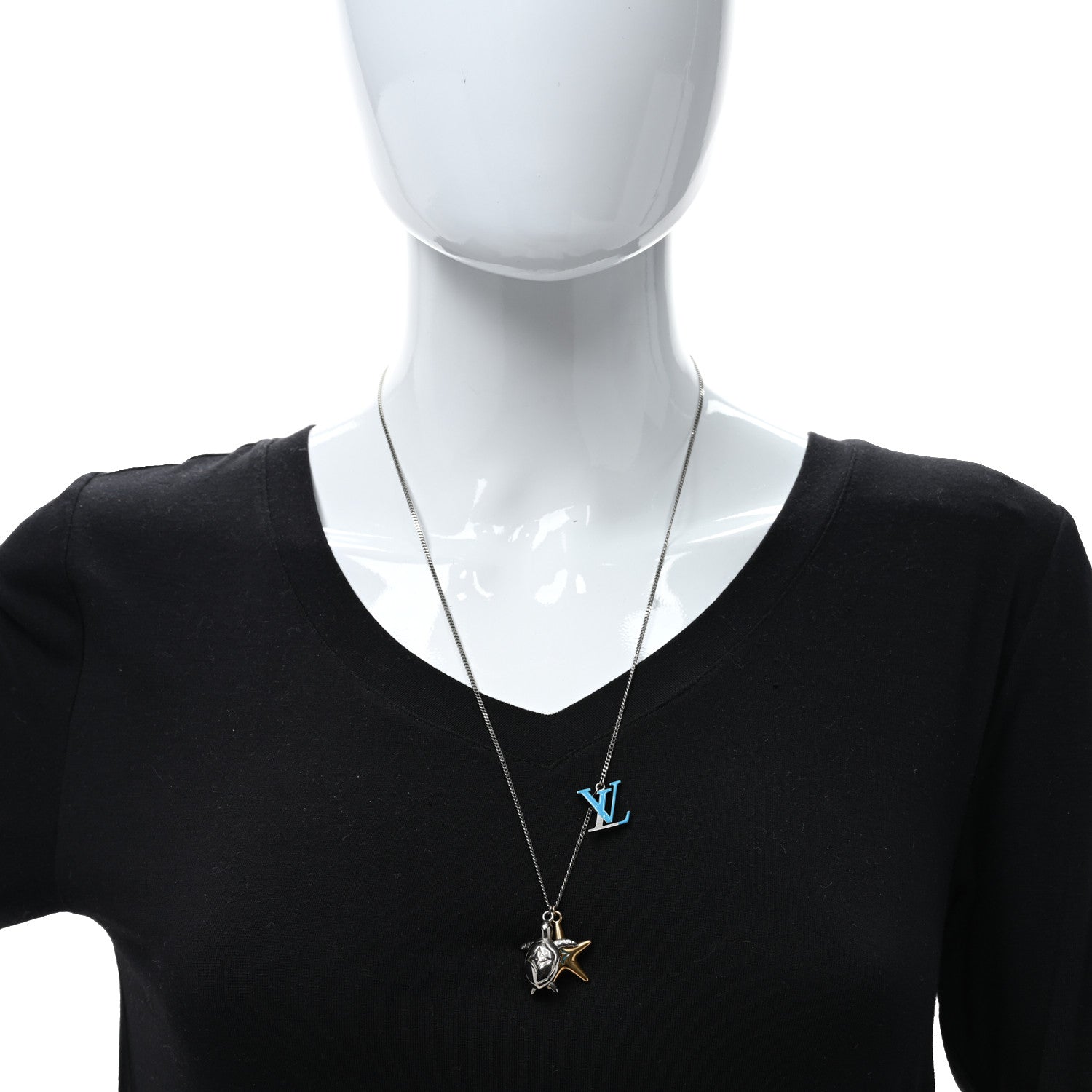 Louis Vuitton Lacquer Crystal Aquatics Necklace Silver 3 of 4