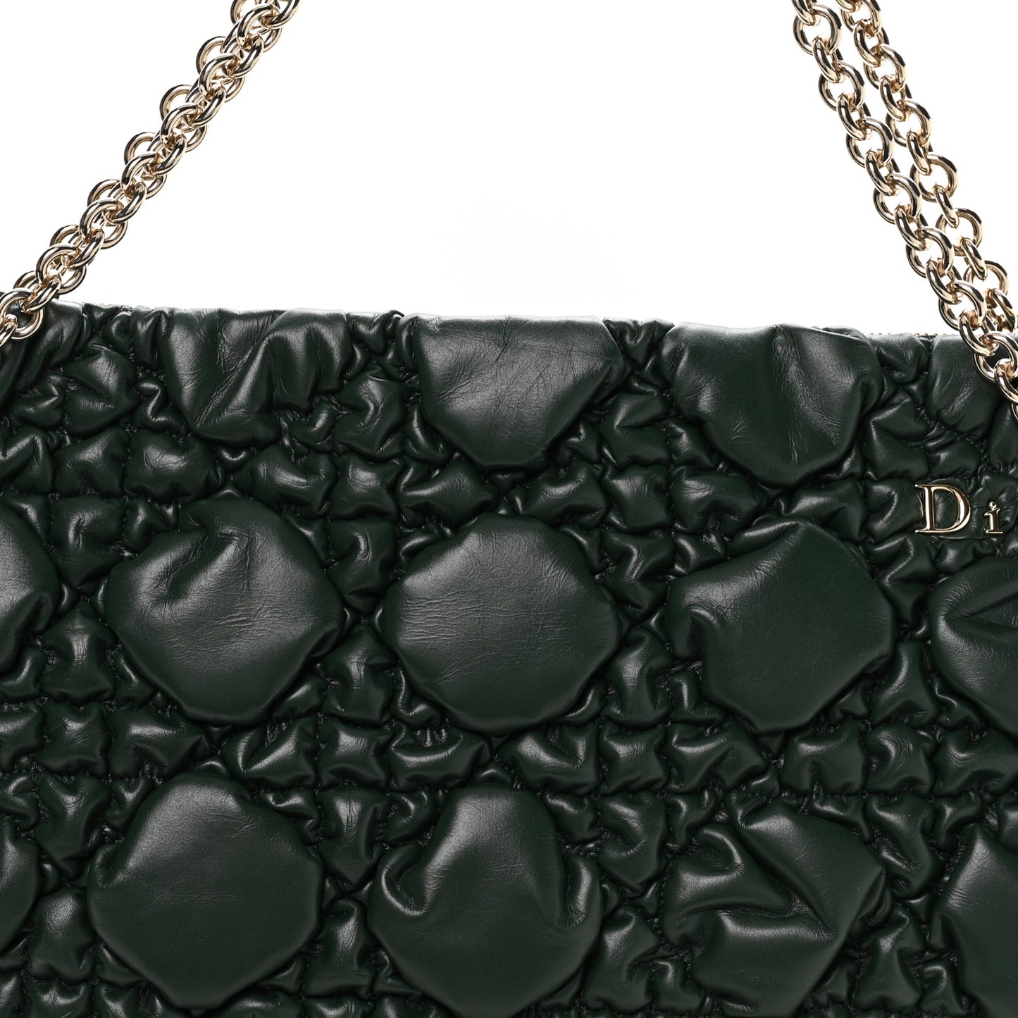 Calfskin Puffy Macrocannage Medium Dior Crunchy Bag  Forest Bloom