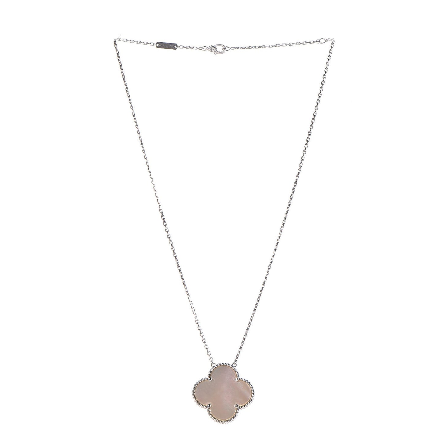 18K White Gold Mother of Pearl Magic Alhambra Pendant Necklace