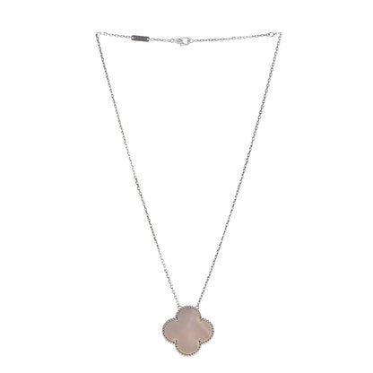 Van Cleef & Arpels 18K White Gold Mother of Pearl Magic Alhambra Pendant Necklace 4 of 8