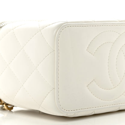 Chanel Lambskin Quilted Pearl Crush Small Vanity Case With Chain White 9 of 10