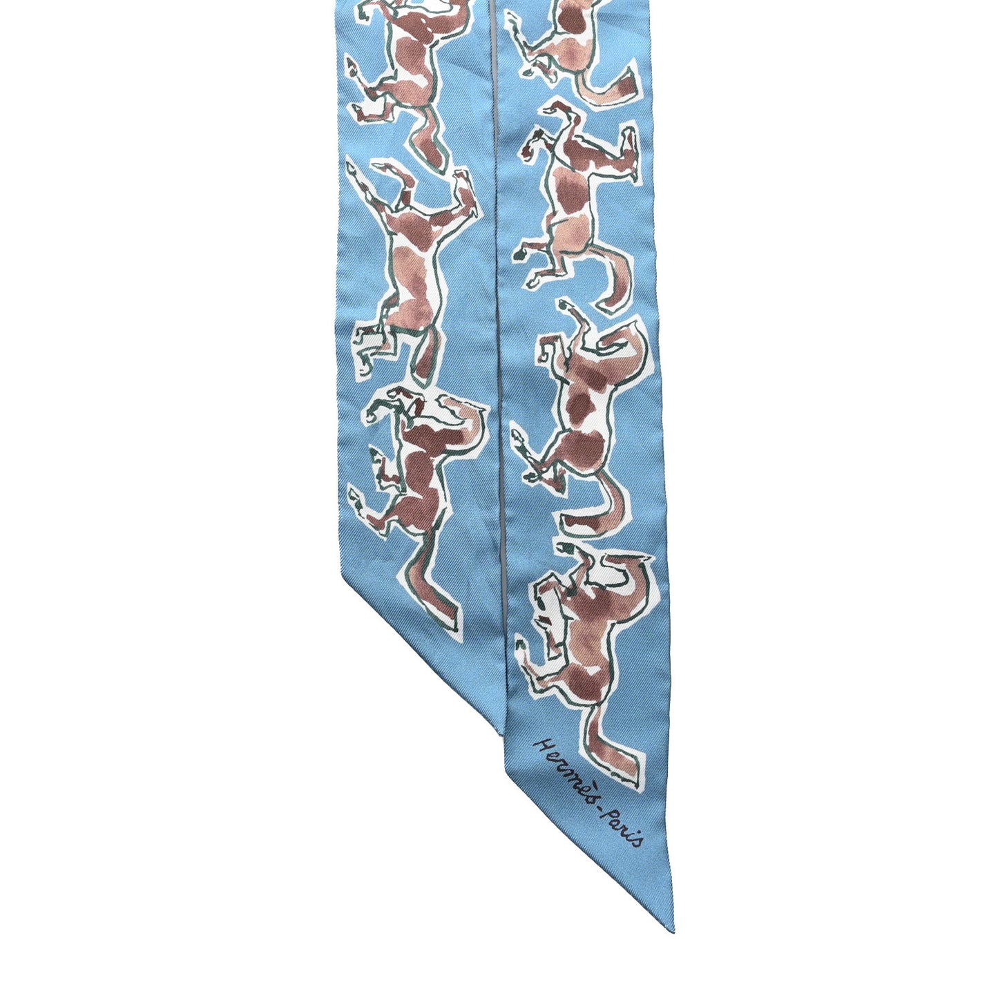 Silk Chevaux En Liberte Twilly Bleu Glacier Beige