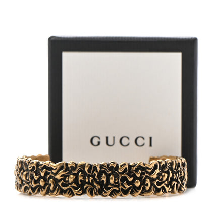 Gucci Metal Lion Mane Cuff Bracelet S Aged Gold 7 of 7