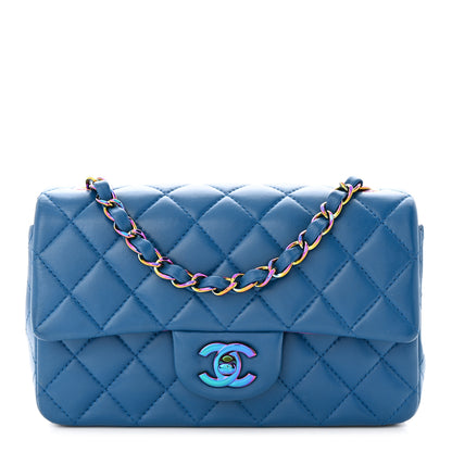 Chanel Lambskin Quilted Mini Rectangular Flap Blue Purple 1 of 11