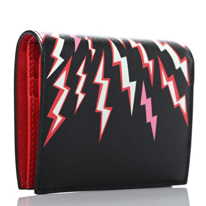 Prada X UNIVERSAL STUDIOS Saffiano Thunder Frankenstein Print Coin Case Card Holder Wallet Lacca 3 of 7