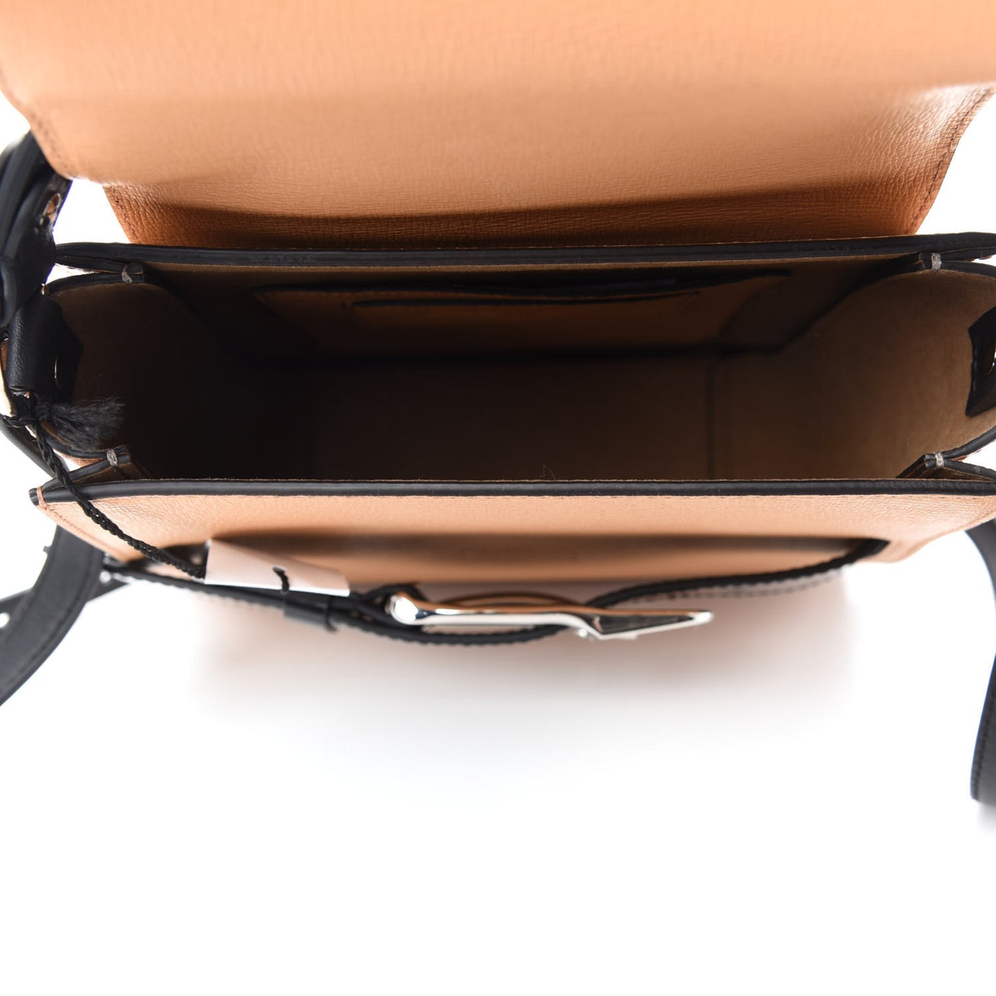 Embossed Grained Calfskin Buckle Trapeze Bag Butter Rum