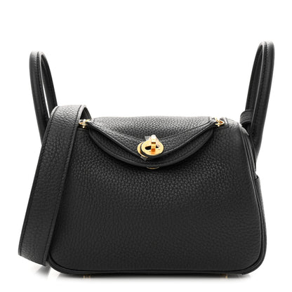 Hermes Taurillon Clemence Mini Lindy 20 Black 1 of 11