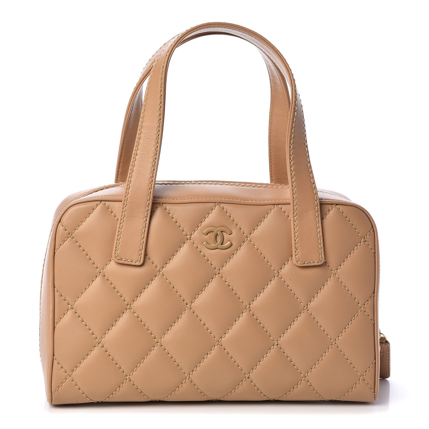 Chanel Calfskin Stitch Surpique Bowler Beige 1 of 10