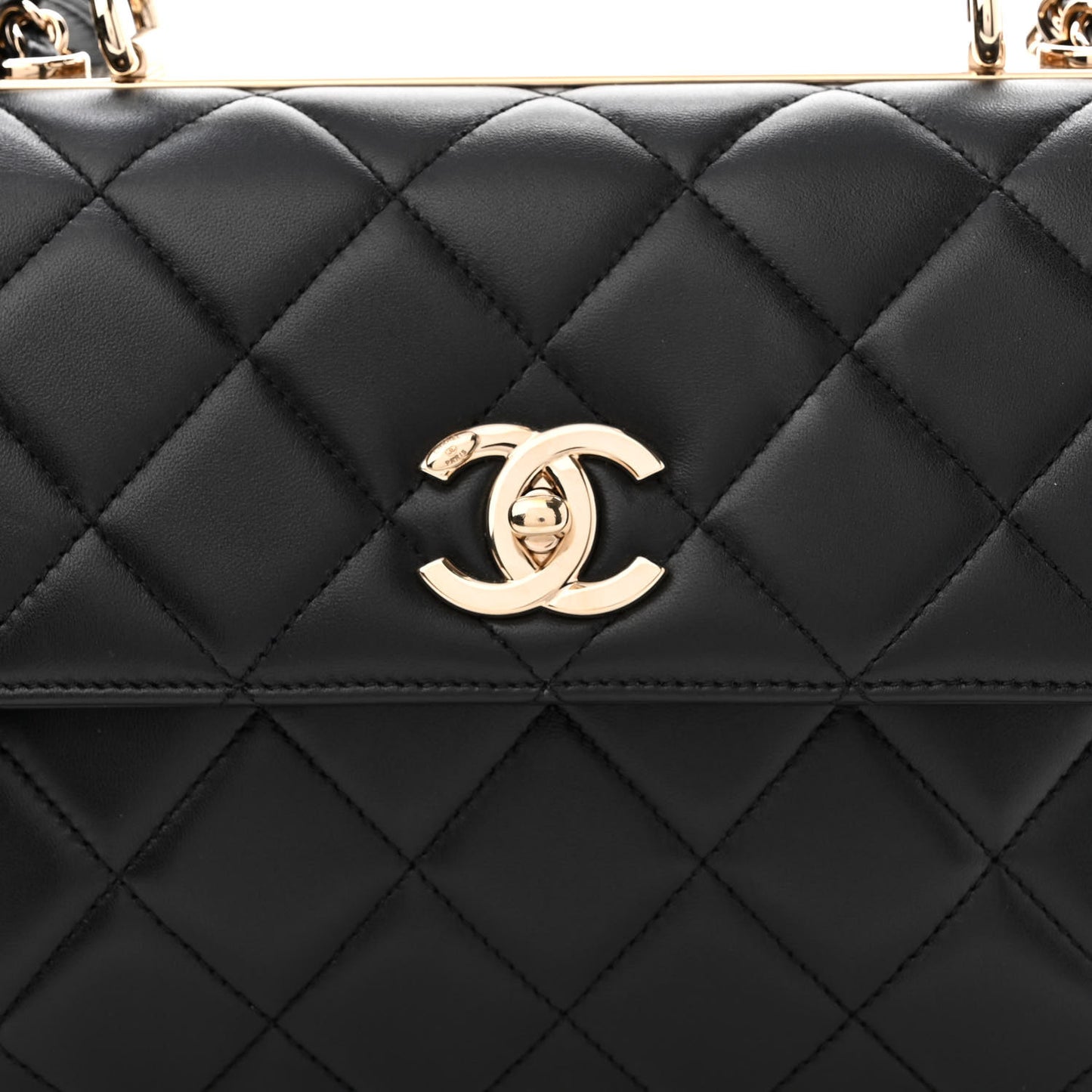 Lambskin Quilted Small Trendy CC Dual Handle Flap Bag Black