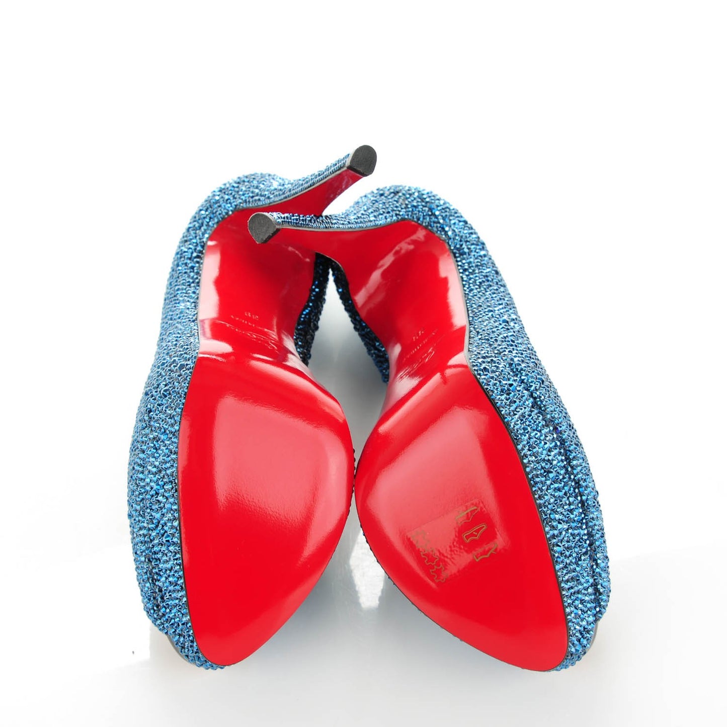 Suede Strass Lady Peep 150 Pumps 38.5 Blue Khol