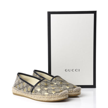 Gucci GG Supreme Monogram Bees Espadrille Flats 36.5 Beige Ebony Oro Black 11 of 11