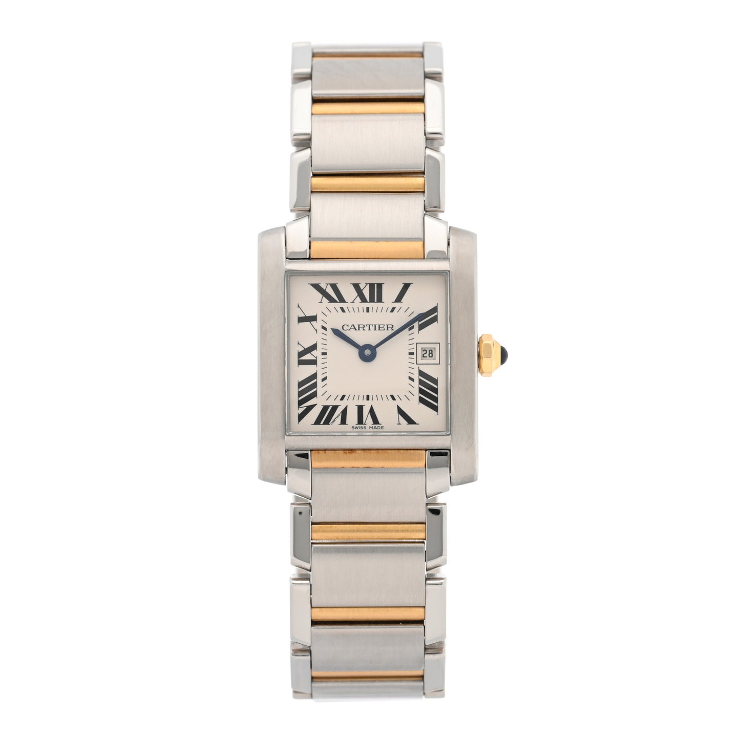 Stainless Steel 18K Yellow Gold 25mm Tank Francaise Quartz Watch