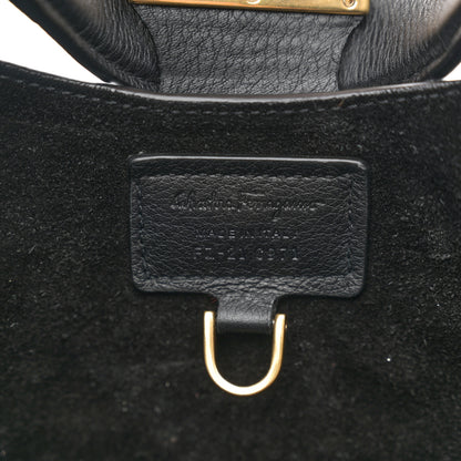 Salvatore Ferragamo SALVATORE FERRAGAMO Calfskin Embossed Gancini Margot Hobo Black 7 of 10