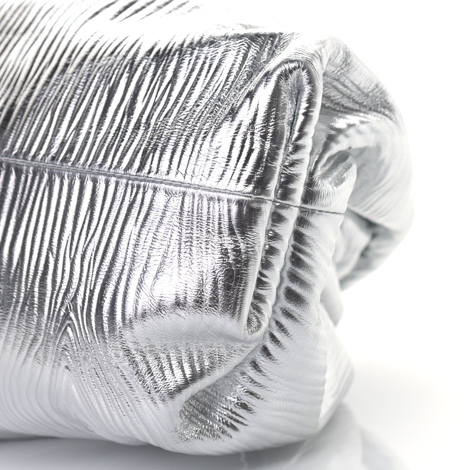 Bottega Veneta Metallic Bark Calfskin Embossed The Pouch Oversized Clutch Silver 9 of 9