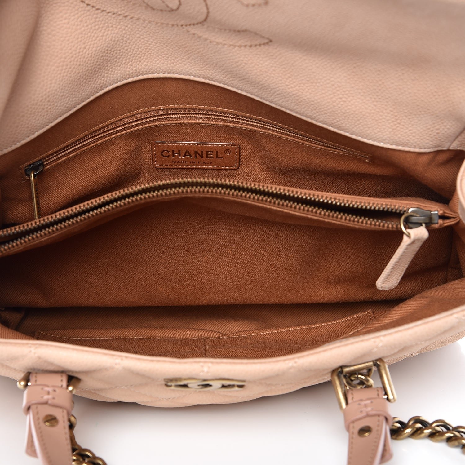 Chanel Iridescent Caviar Chic Quilt Tote Beige 6 of 10