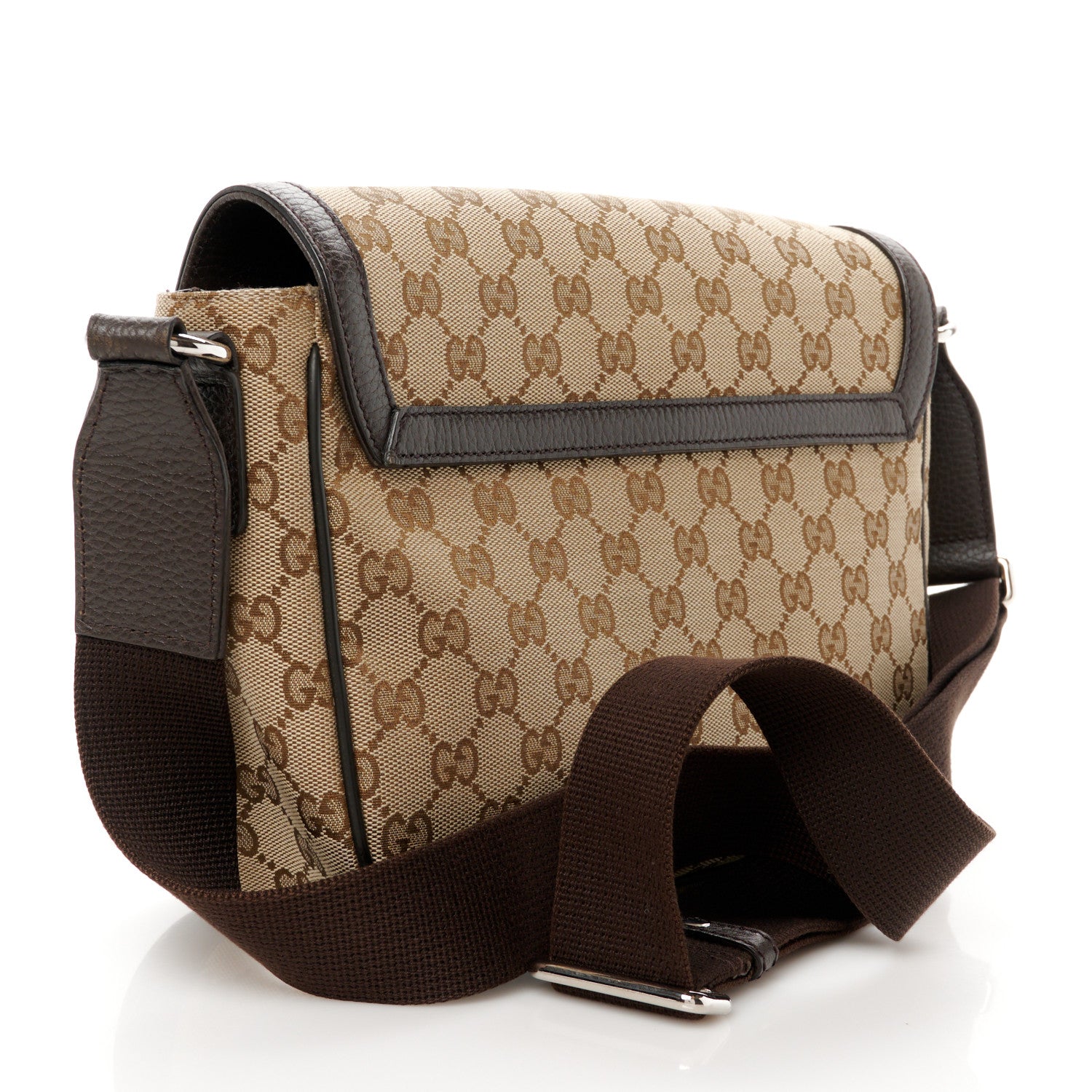 Gucci Monogram Flap Messenger Bag Beige Dark Brown 3 of 12