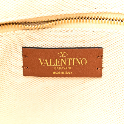 Valentino Garavani Raffia Calfskin Large Roman Stud Tote Naturale 6 of 9
