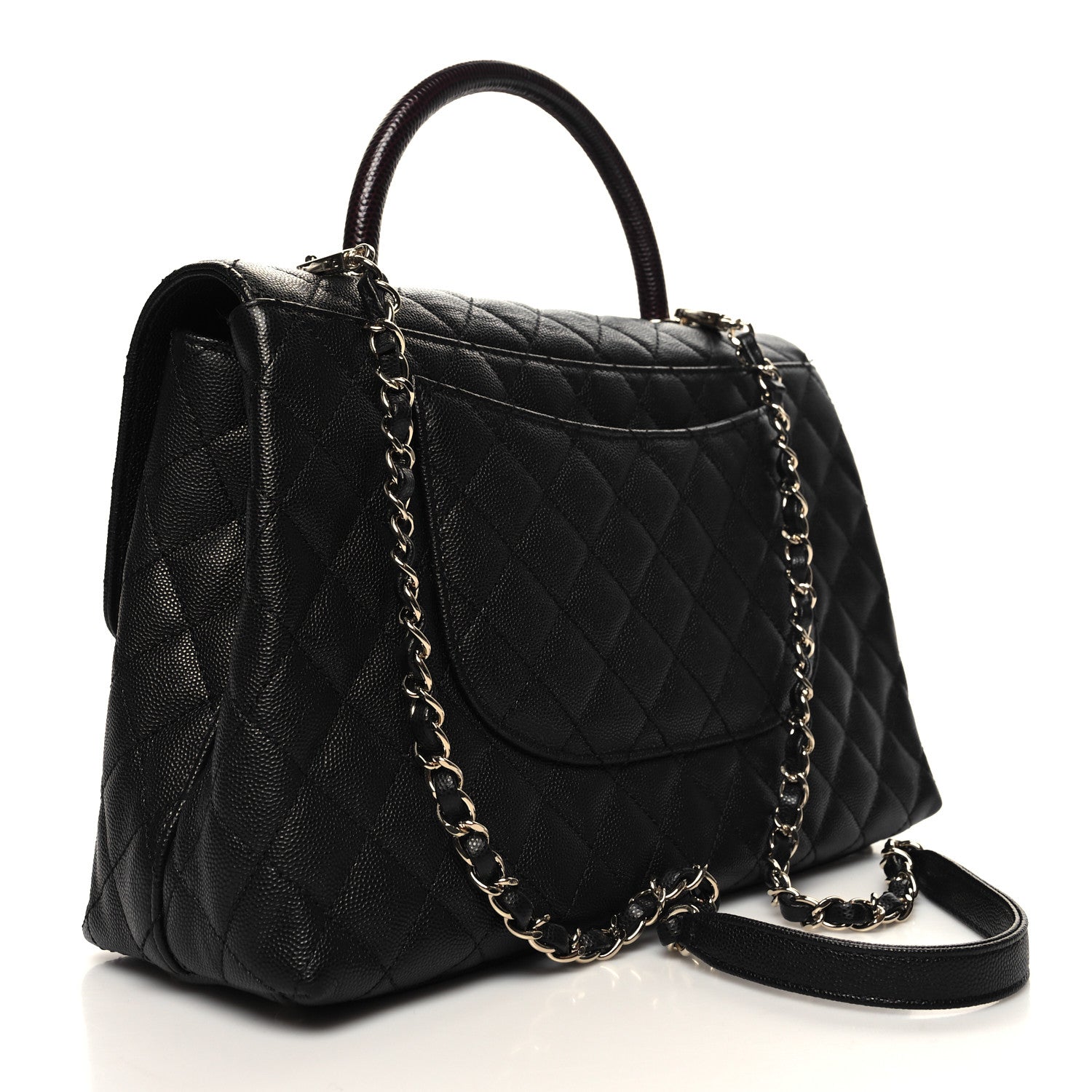 Chanel Caviar Lizard Quilted Medium Coco Handle Flap Black 3 of 10