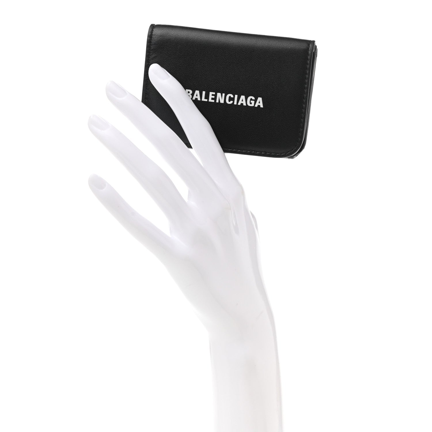 Balenciaga Calfskin Logo Mini Cash Wallet Black 2 of 11