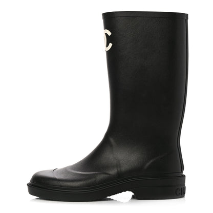 Chanel Caoutchouk CC High Boots 39 Black 1 of 10