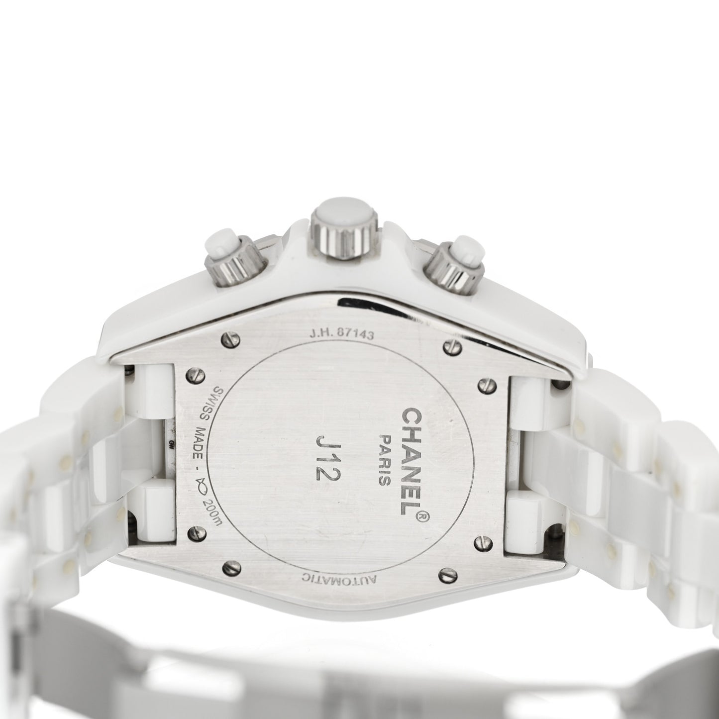 Stainless Steel Ceramic Diamond 41mm J12 Chronograph Automatic Watch White