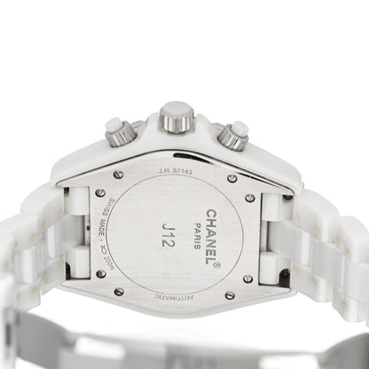 Chanel Stainless Steel Ceramic Diamond 41mm J12 Chronograph Automatic Watch White 4 of 4