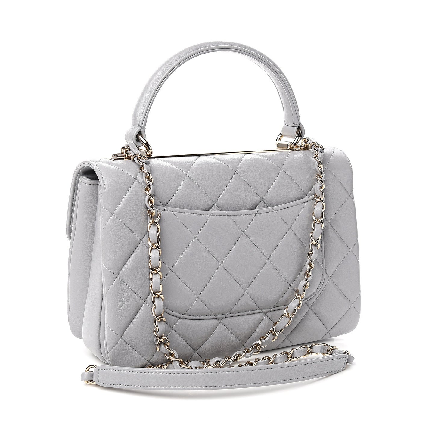 Lambskin Quilted Small Trendy CC Flap Dual Handle Bag Grey