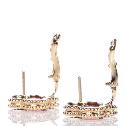 Van Cleef & Arpels 18K Yellow Gold Carnelian Vintage Alhambra Earrings 3 of 5