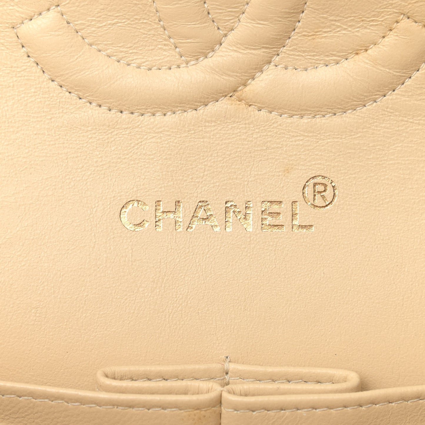 Lambskin Quilted Medium Double Flap Light Beige