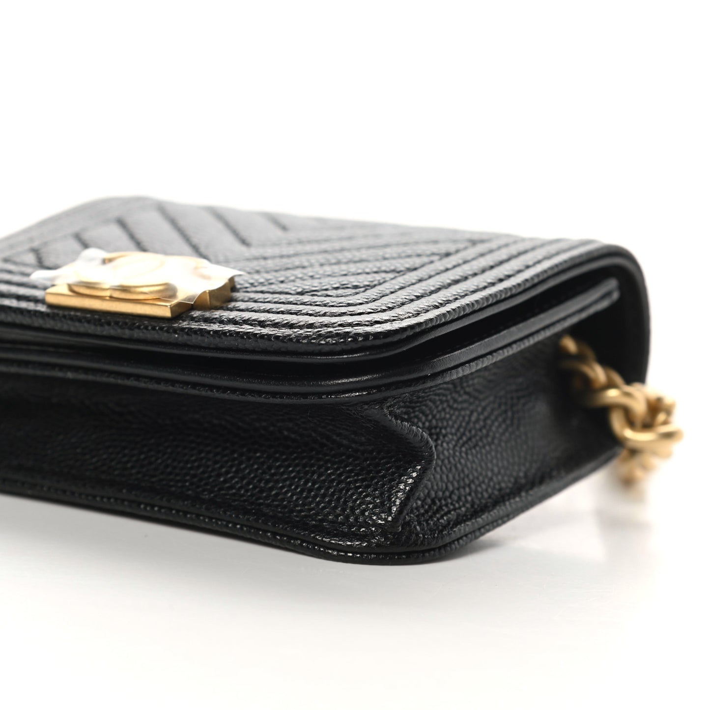 Caviar Chevron Quilted Boy Flap Waist Belt Bag Black