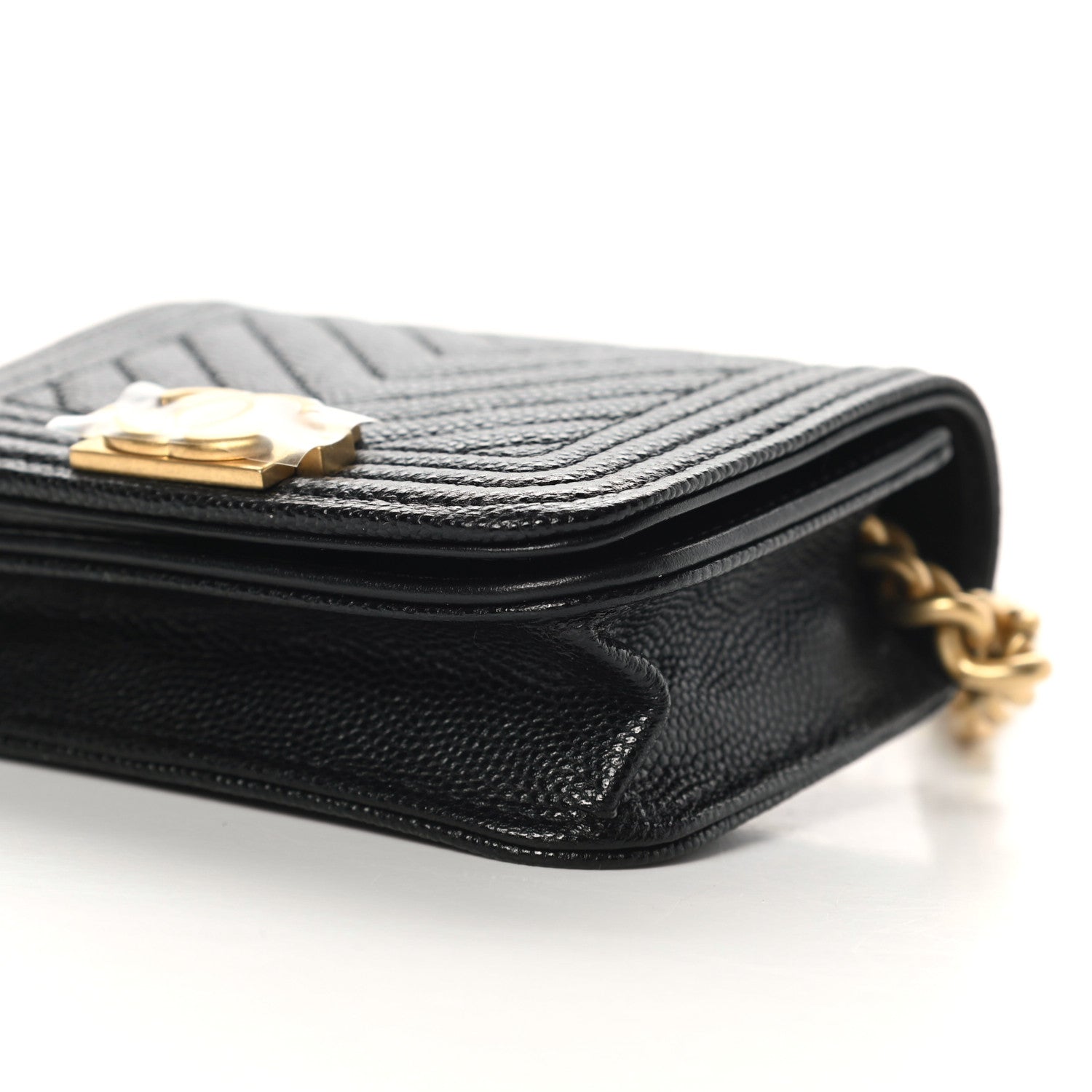 Chanel Caviar Chevron Quilted Boy Flap Waist Belt Bag Black 9 of 9