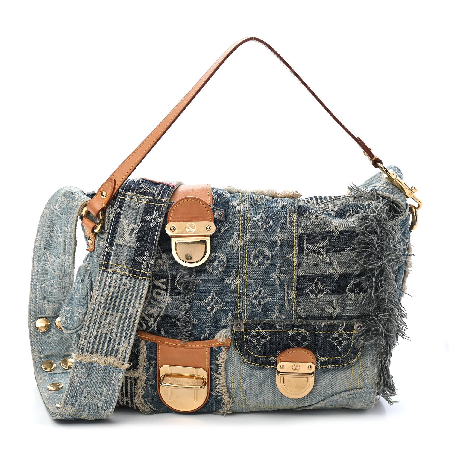 Louis Vuitton Denim Patchwork Posty Messenger Bag Blue 1 of 10