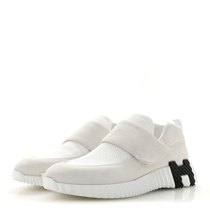 Hermes Suede Goatskin Mesh Fabric H Sneakers 38 White 4 of 10