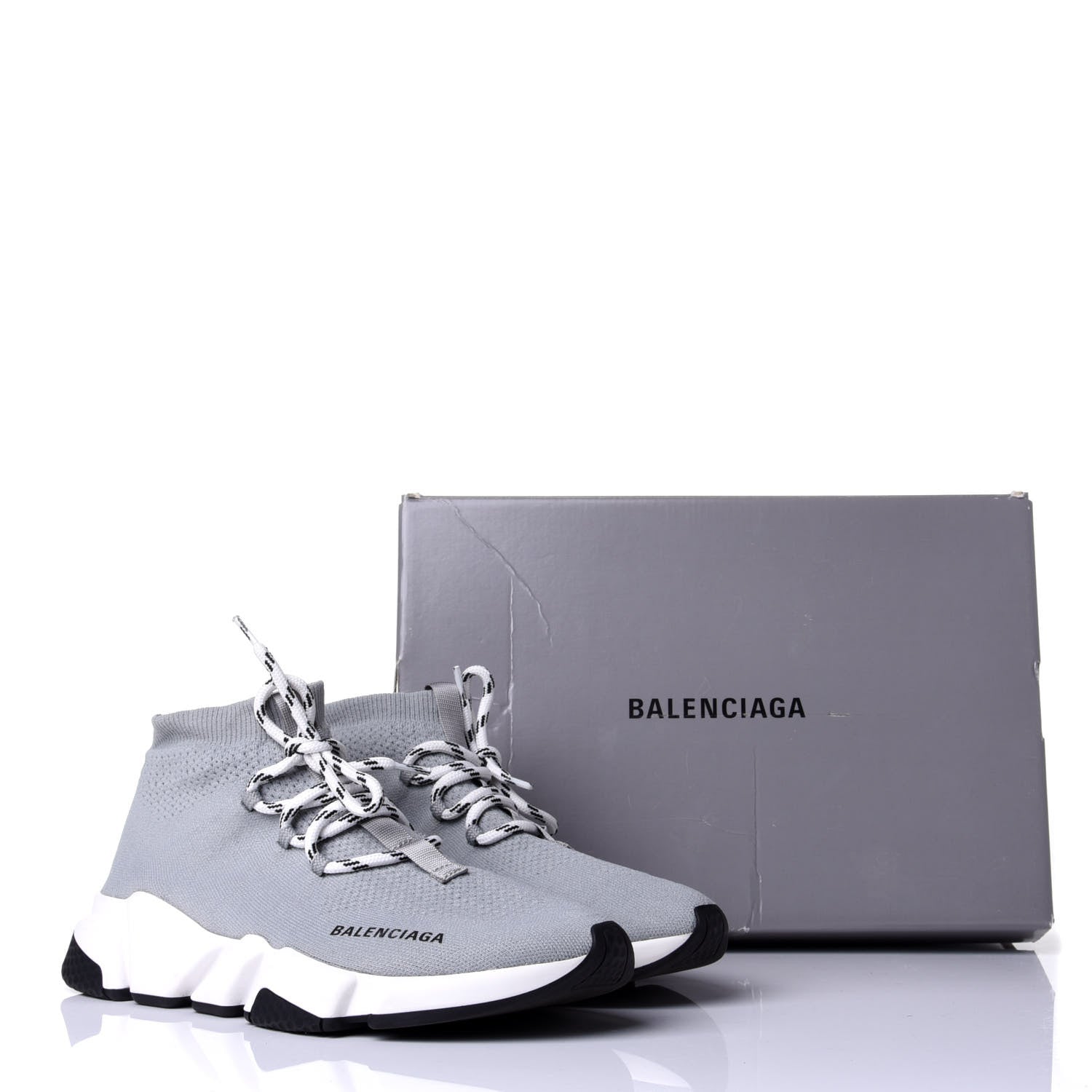 Balenciaga Neoprene Knit Womens Speed Lace Up Sneakers 39 Gris 10 of 10