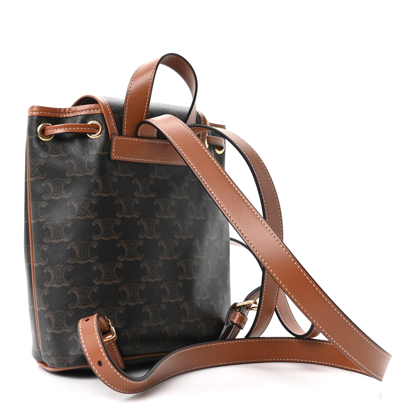 Triomphe Canvas Calfskin Mini Folco Backpack Tan