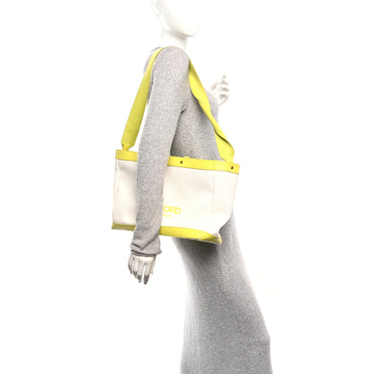 Tom Ford Canvas Calfskin Mini Logo Tote White Yellow 2 of 9