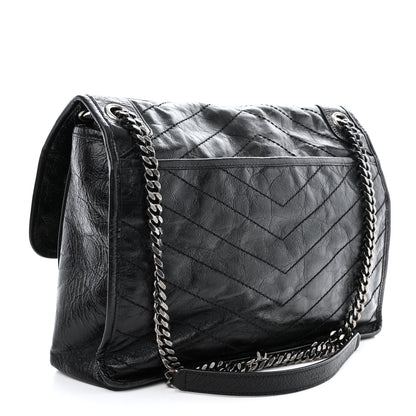 Saint Laurent Crinkled Calfskin Matelasse Monogram Large Niki Chain Satchel Black 3 of 11