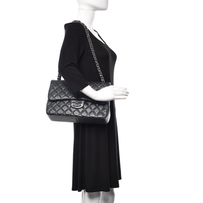 Chanel Pearly Caviar Quilted Jumbo Double Flap Black 2 of 12