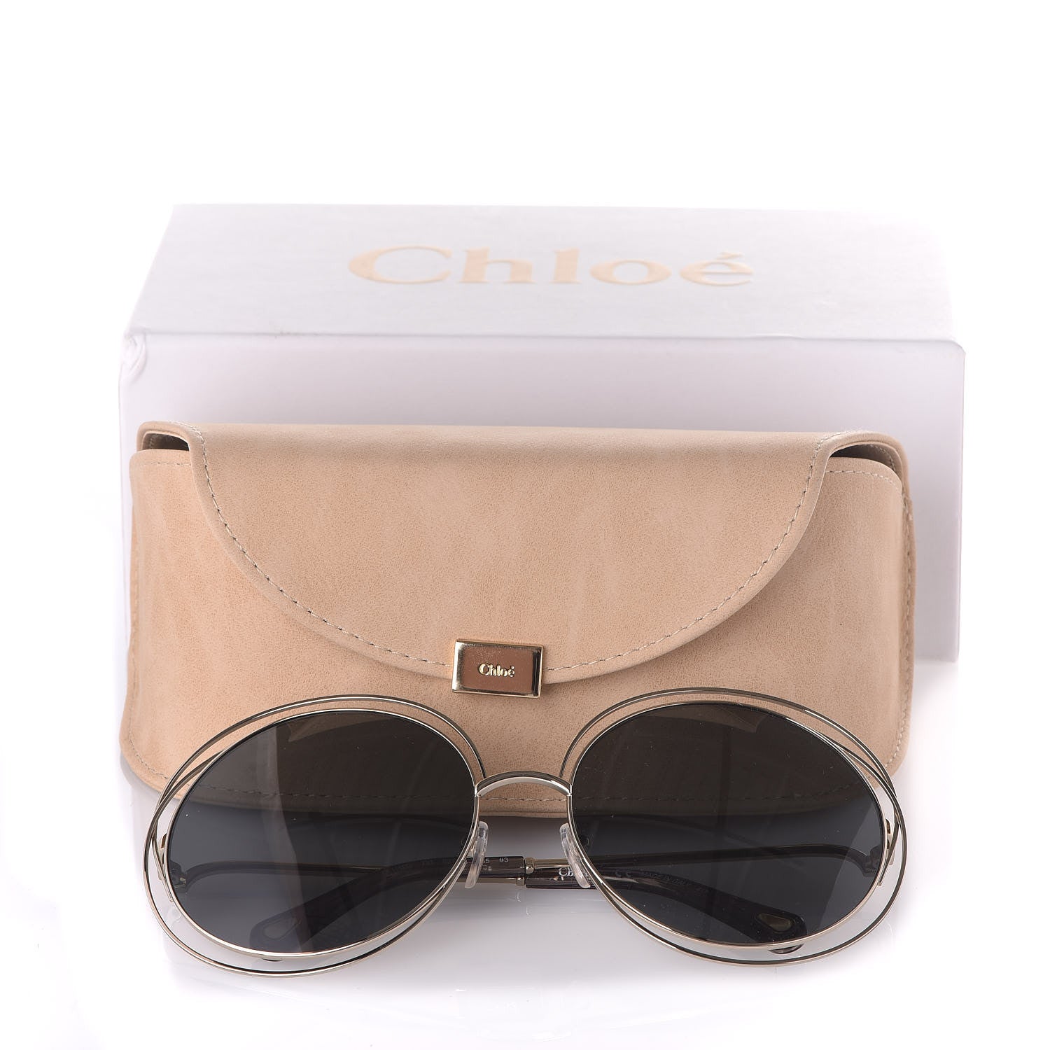 Chloe Oversize Round Carlina Oversized Round Sunglasses CE114S Gold Grey Metallic 7 of 7