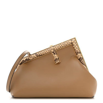 Fendi Shiny Nappa Snakeskin Small Fendi First Sand Make Up 1 of 13