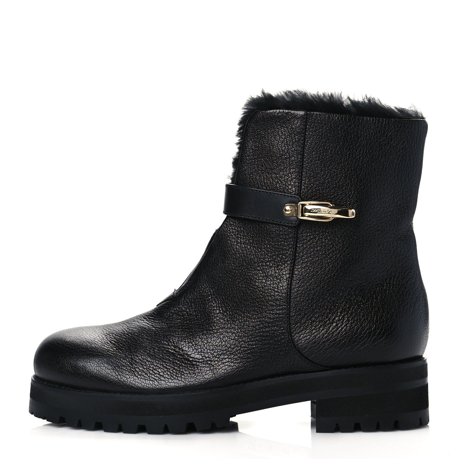 Jimmy Choo Calfskin Fur Boots 39.5 Black 1 of 7
