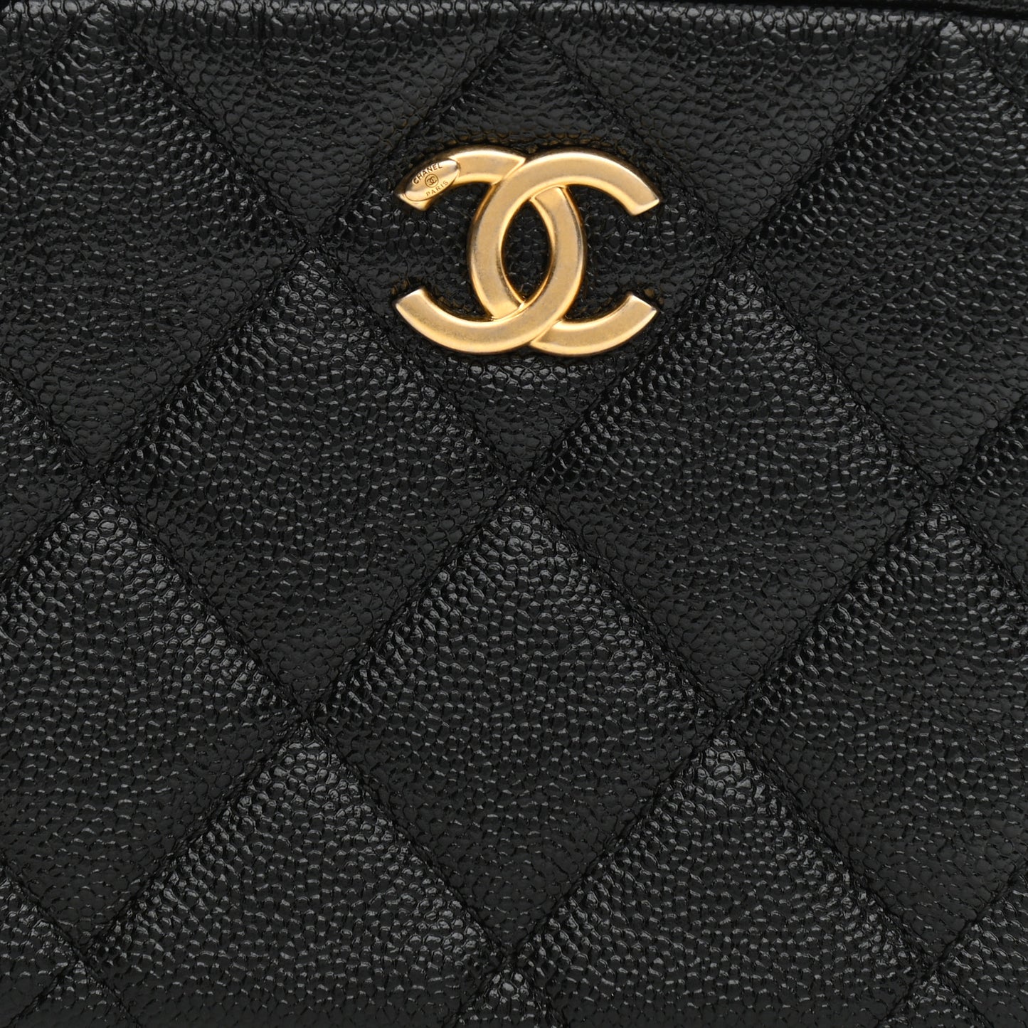 Shiny Caviar Quilted Chain Melody Camera Bag Black