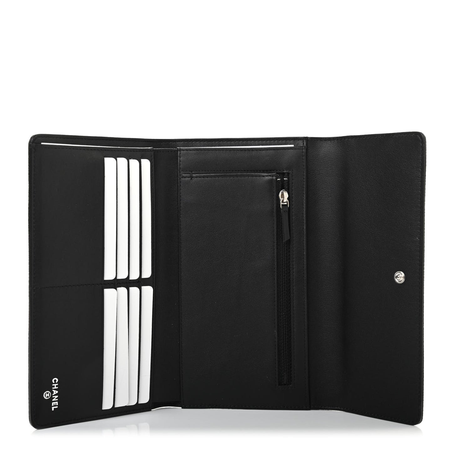 Caviar Timeless CC Large Gusset Flap Wallet Black