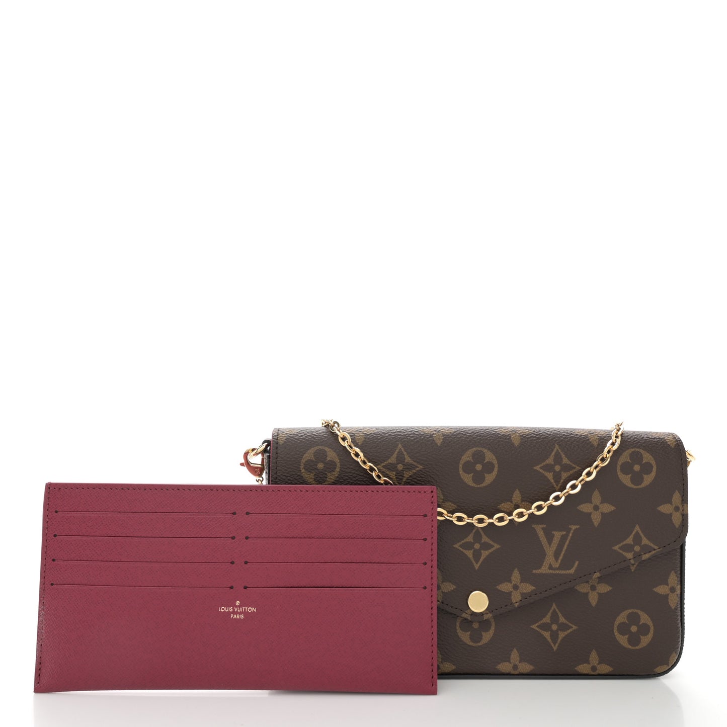 Monogram Pochette Felicie Chain Wallet Fuchsia