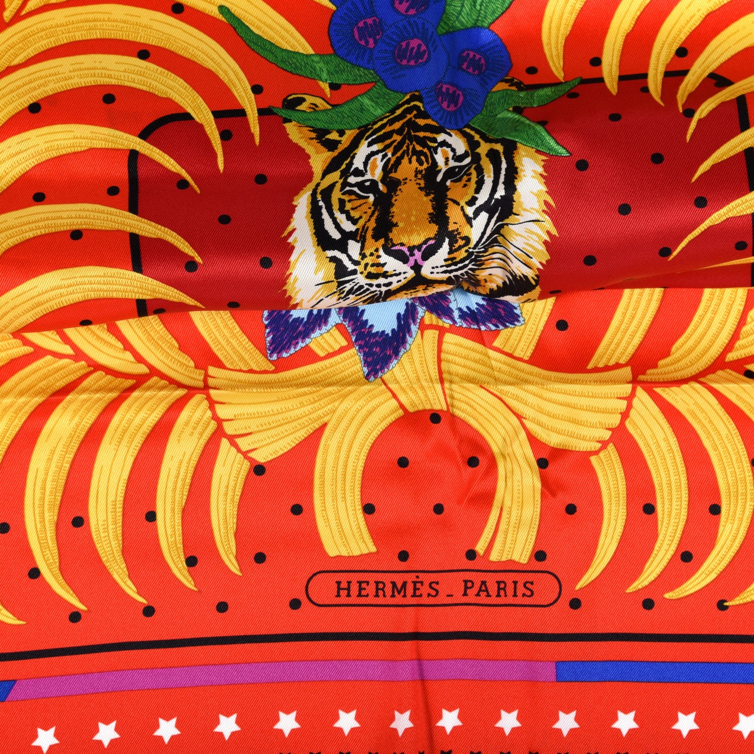 Hermes Silk Tigre Royal Scarf 70 Rouge Vieil Or Ver 3 of 4