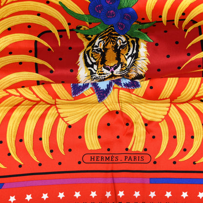 Hermes Silk Tigre Royal Scarf 70 Rouge Vieil Or Ver 3 of 4