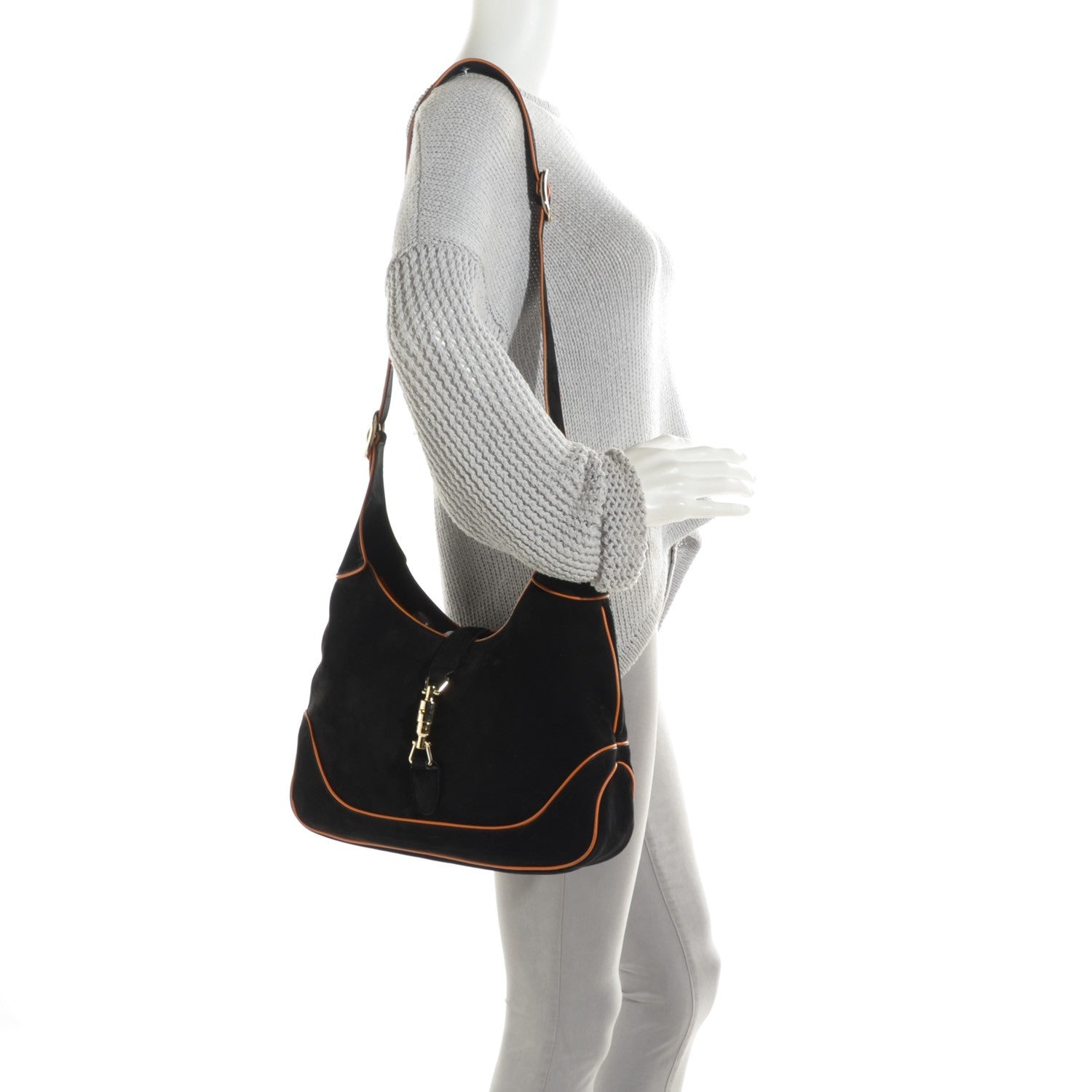 Gucci Nubuck Medium New Jackie Shoulder Bag Black 2 of 15