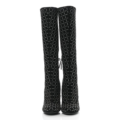 Chanel Kid Suede Chain Quilted Knee High Boots 36.5 Black 2 of 10
