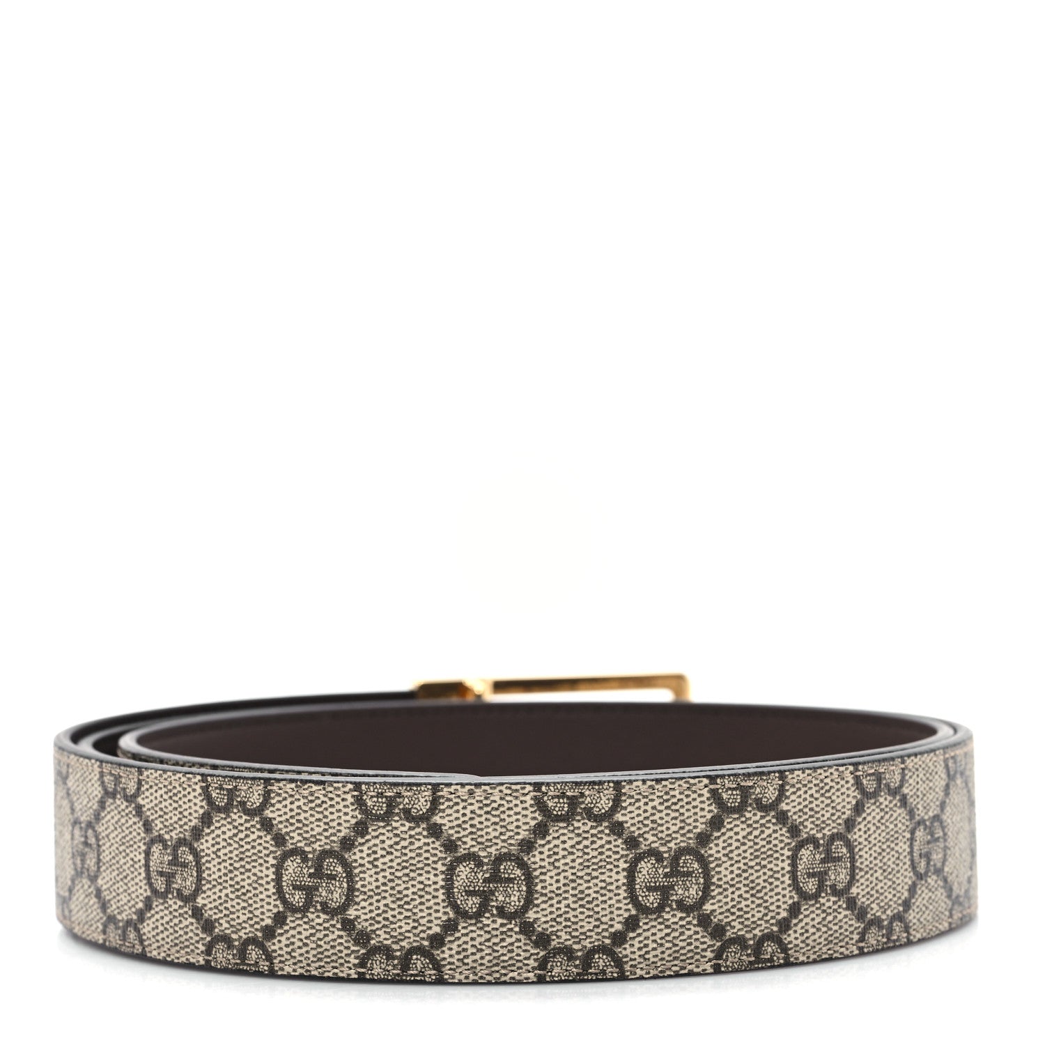 Gucci Supreme Monogram Calfskin Rectangular Belt 120 48 Brown 2 of 4